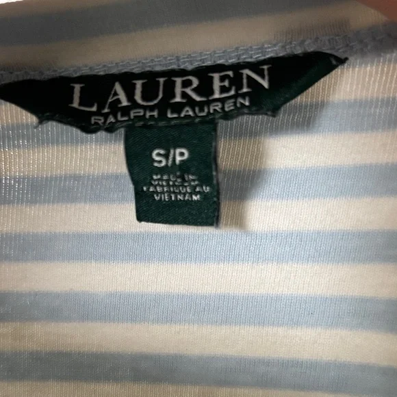 Ralph Lauren Striped White and Light Blue Top SZ S/P - Picture 3 of 4